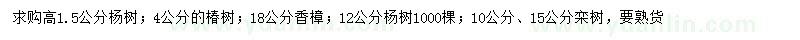 求購楊樹、香樟、欒樹等