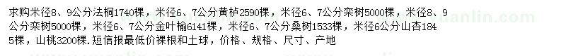 求購(gòu)法桐、黃櫨、欒樹(shù)等