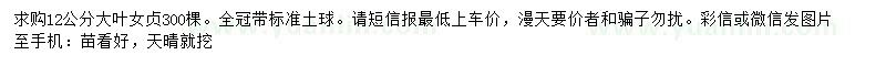 求購(gòu)12公分大葉女貞