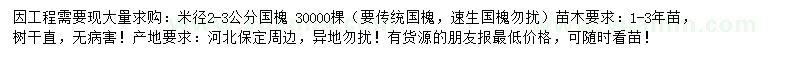 求購米徑2-3公分國槐