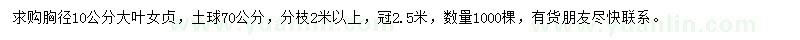求購胸徑10公分大葉女貞