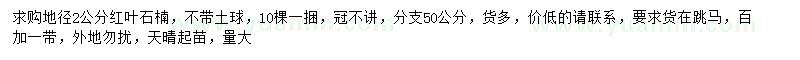 求購地徑2公分紅葉石楠