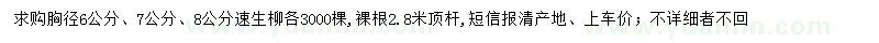 求購(gòu)胸徑6公分、7公分、8公分速生柳