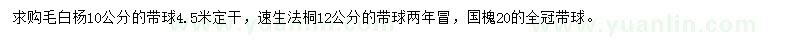 求購(gòu)毛白楊、速生法桐、國(guó)槐