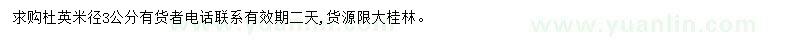 求購米徑3公分杜英