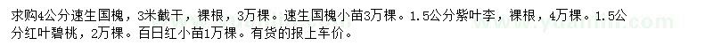 求購(gòu)國(guó)槐、紫葉李、紅葉碧桃等