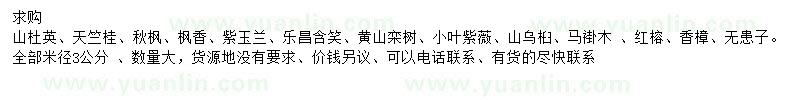 求購山杜英、天竺桂、秋楓等