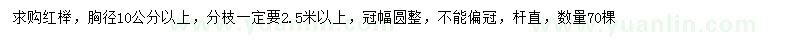 求購胸徑10公分以上紅櫸
