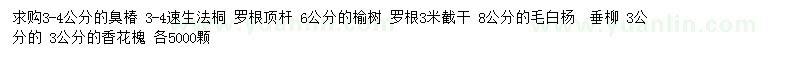 求購臭椿、法桐、毛白楊等