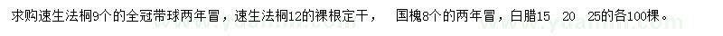 求購法桐、國槐、白臘