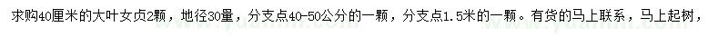 求購40公分大葉女貞