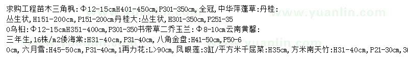 求購(gòu)三角楓、中華萍蓬草、丹桂等