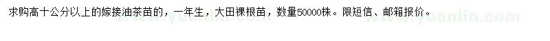 求購(gòu)一年生油茶嫁接苗