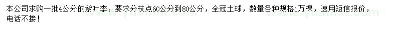 求購(gòu)4公分紫葉李