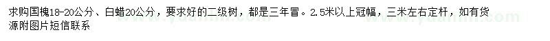 求購18-20公分國槐、20公分白蠟