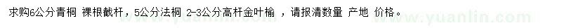 求購青桐、法桐、金葉榆
