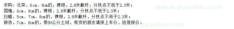 求購北欒、國槐、白蠟等