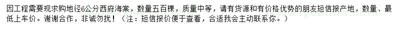 求購(gòu)地徑6公分西府海棠