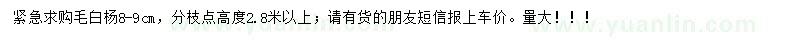 求購8-9公分毛白楊