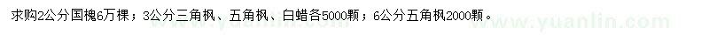 求購(gòu)國(guó)槐、三角楓、五角楓等