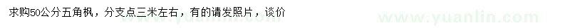 求購50公分五角楓