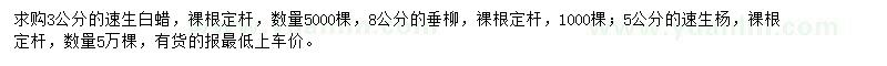 求購(gòu)速生白蠟、垂柳、速生楊 	