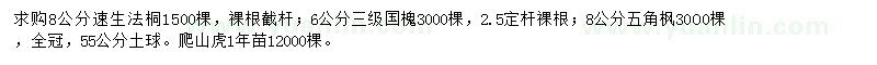 求購速生法桐、國槐、五角楓等