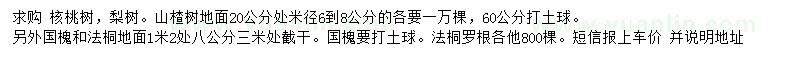求購核桃樹、梨樹、山楂樹等