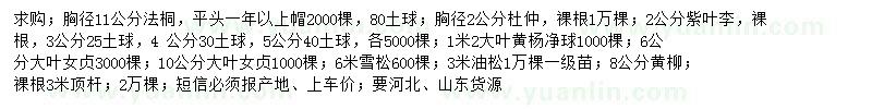 求購(gòu)法桐、杜仲、紫葉李等