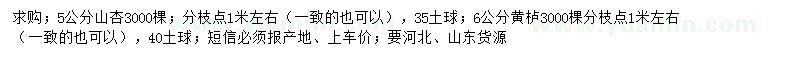 求購(gòu)5公分山杏、6公分黃櫨