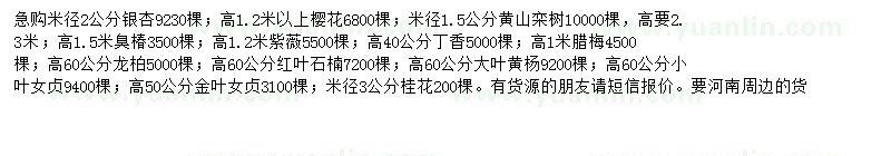 求購(gòu)銀杏、黃山欒樹(shù)、臭椿等
