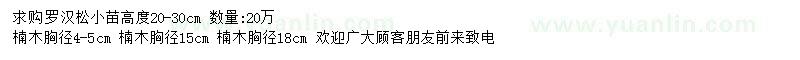 求購高20-30公分羅漢松、胸徑4-5、15、18公分楠木