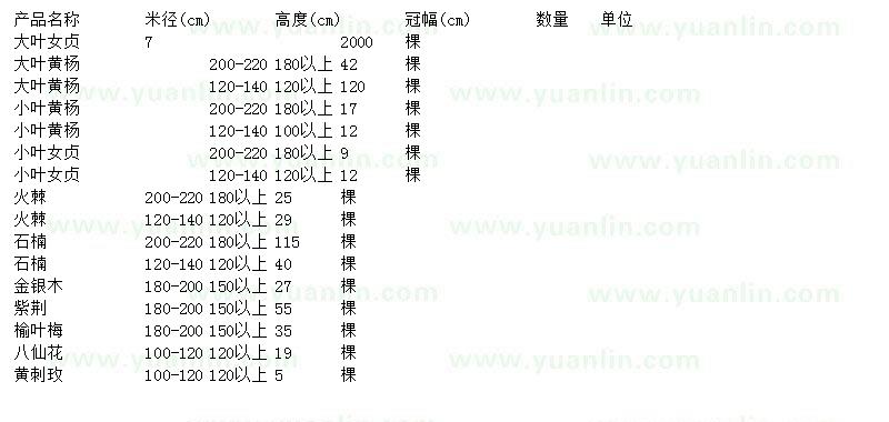 求購大葉女貞、大葉黃楊、小葉黃楊等