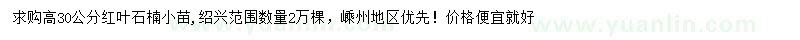 求購(gòu)高30公分紅葉石楠