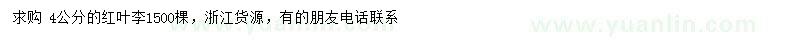 求購4公分紅葉李