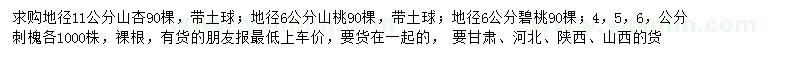 求購山杏、山桃、碧桃等