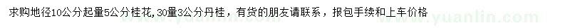 求購地徑10公分起量5公分桂花、30量3公分丹桂