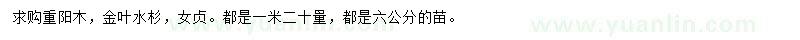 求購(gòu)6公分金葉水杉、重陽(yáng)木