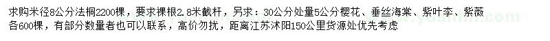 求購法桐、櫻花、垂絲海棠等