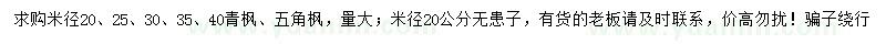 求購青楓、五角楓、無患子