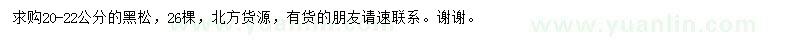 求購20-22公分黑松