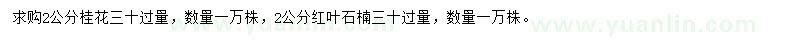 求購2公分桂花、紅葉石楠