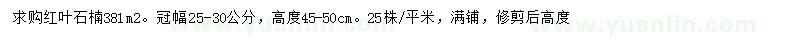 求購冠幅25-30公分紅葉石楠
