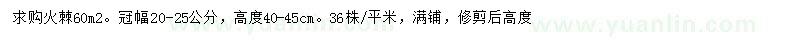 求購冠幅20-25公分火棘