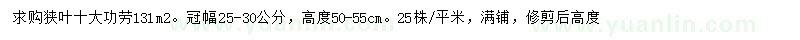 求購冠幅25-30公分狹葉十大功勞