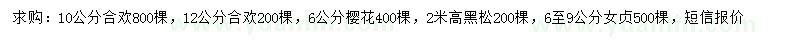求購合歡、櫻花、黑松等
