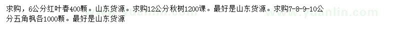 求購紅葉春、楸樹、五角楓