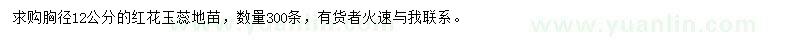 求購胸徑12公分紅花玉蕊