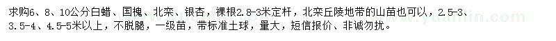 求購白蠟、國槐、北欒等