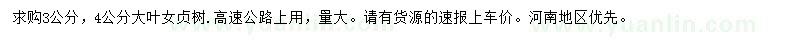 求購(gòu)3、4公分大葉女貞
